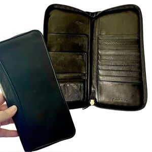 So Soft Osgoode Marley Leather Long Zip Organizer Wallet Black 9”